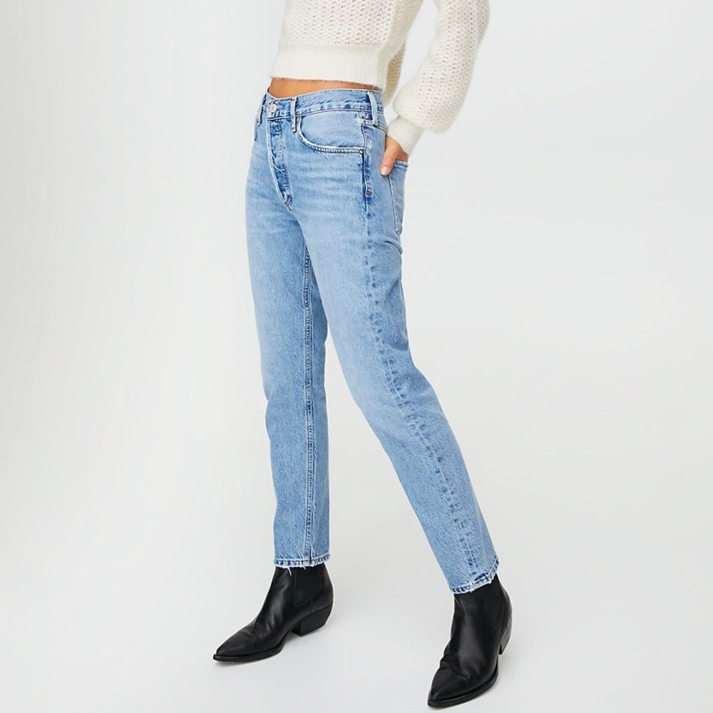 Agolde Light Blue High-Rise Straight Jeans